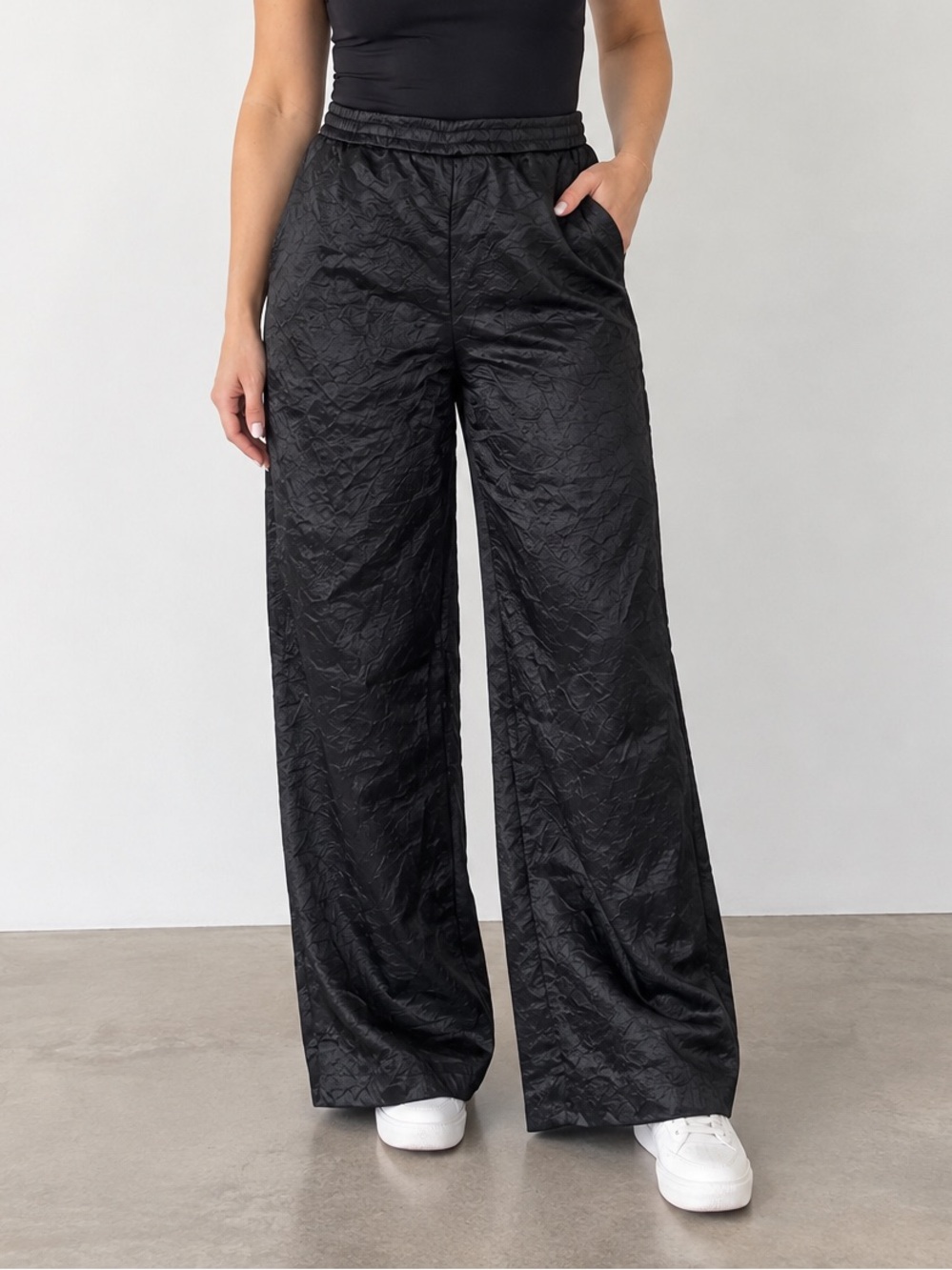 COS Black Wide-Leg Jacquard Pants size 8